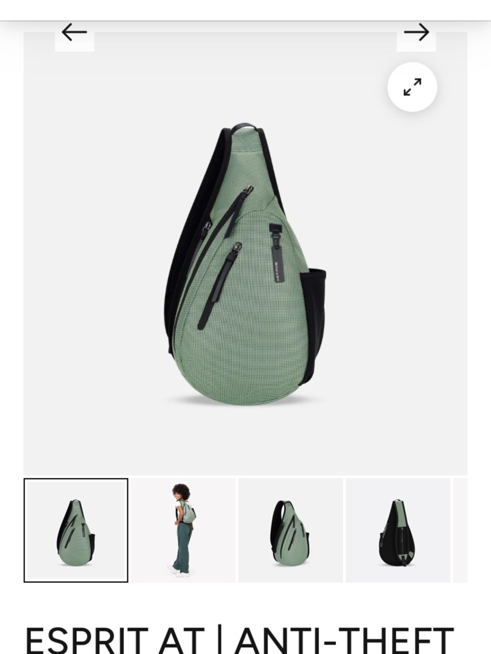 Sherpani Sage Green & Black Anti-Theft Crossbody Sling